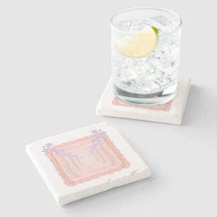 Posavasos De Piedra Marco Floral Pastel