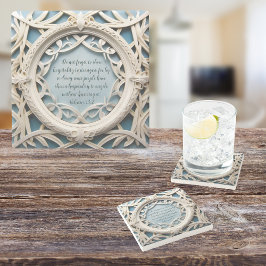 Posavasos De Piedra Marco tejido blanco Verso personalizable 