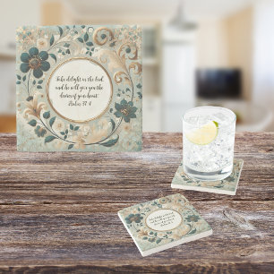 Posavasos De Piedra Marco Verde Marrón Personalizable Verso