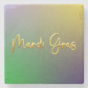 Posavasos De Piedra Mardi Gras Amarillo, Púrpura, Verde