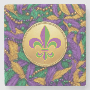 Posavasos De Piedra Mardi Gras Fleur de lis