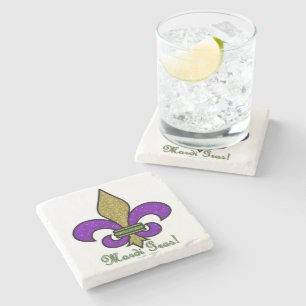 Posavasos De Piedra Mardi Gras Fleur De Lis