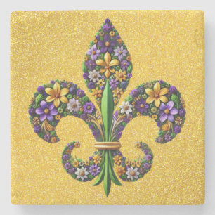 Posavasos De Piedra Mardi Gras floral flor de lis