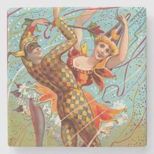 Posavasos De Piedra Mardi Gras Happy Halloween Dancing Jester Costume