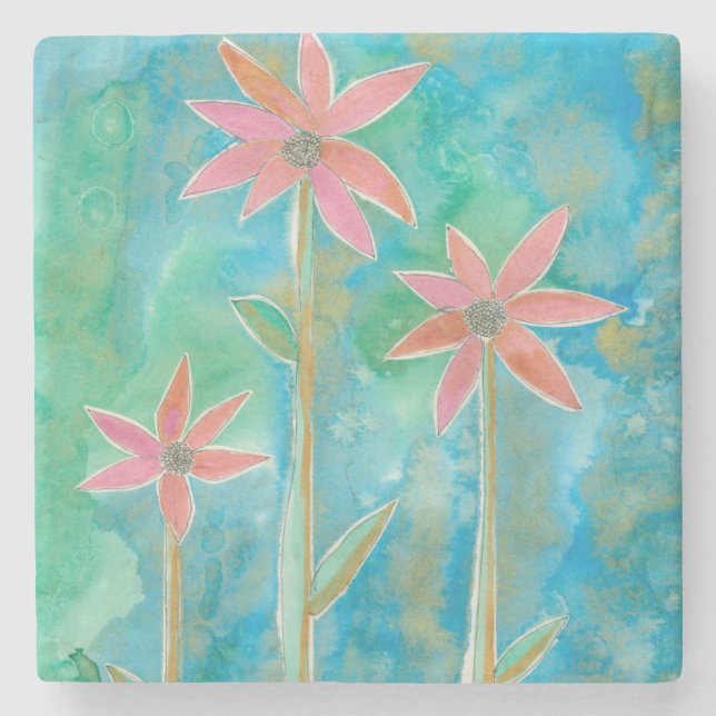 Posavasos De Piedra Margaritas delicadas III (Anverso)