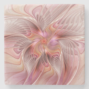 Posavasos De Piedra Mariposa abstracta colorida arte fantástico fracta
