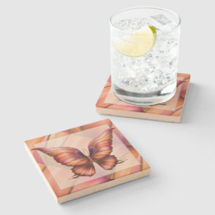 Posavasos De Piedra Mariposa anaranjada
