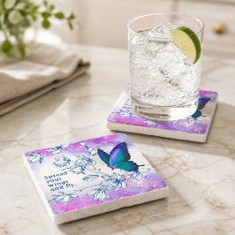 Posavasos De Piedra Mariposa Azul Inspiradora