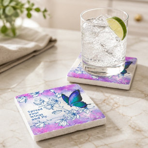 Posavasos De Piedra Mariposa Azul Inspiradora