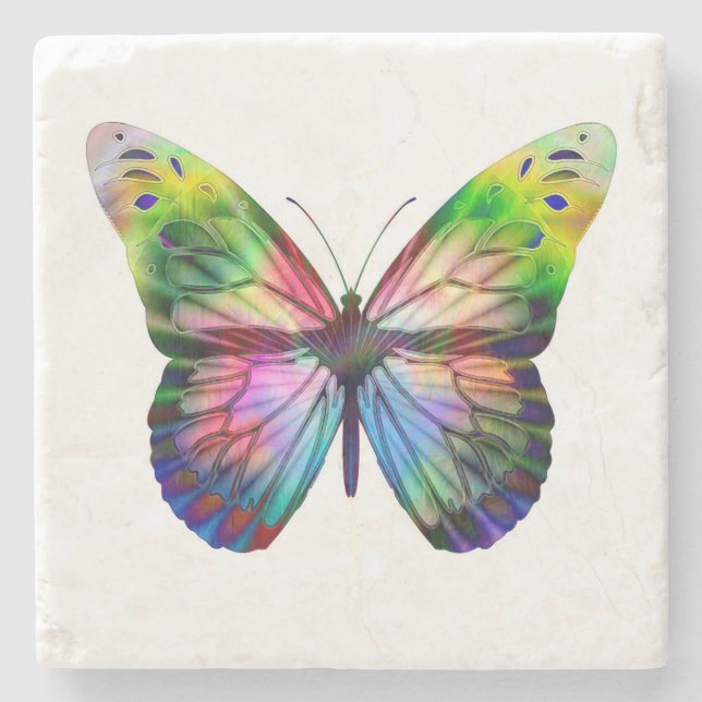 Posavasos De Piedra Mariposa colorida (Anverso)
