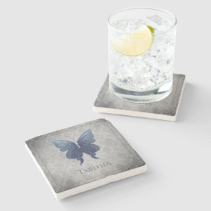 Posavasos De Piedra Mariposa con manchas azules