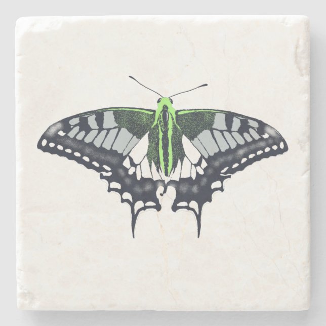 Posavasos De Piedra Mariposa de cola de cerda con bandera de género (Anverso)