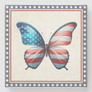 Posavasos De Piedra Mariposa de Estados Unidos/patriota 4 de julio