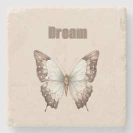 Posavasos De Piedra Mariposa de Sueño Marrón Blanco