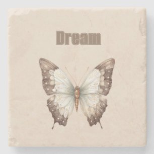 Posavasos De Piedra Mariposa de Sueño Marrón Blanco