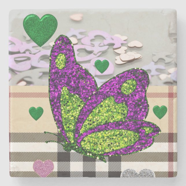 Posavasos De Piedra Mariposa El día de San Valentín de la escayola de  (Anverso)