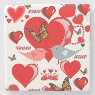 Posavasos De Piedra Mariposa El día de San Valentín de la escayola de
