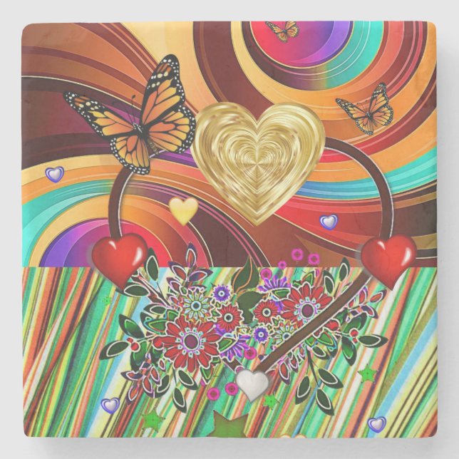 Posavasos De Piedra Mariposa El día de San Valentín de la escayola de  (Anverso)