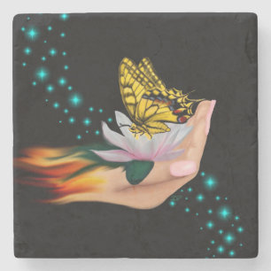 Posavasos De Piedra Mariposa en Lotus Bloom