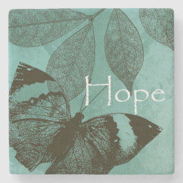 Posavasos De Piedra Mariposa Esperanzadora Inspiradora Verde
