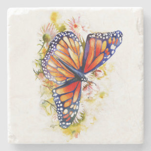 Posavasos De Piedra Mariposa monarca floral