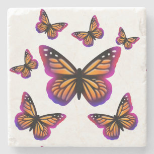 Posavasos De Piedra mariposas acuarelas elegantes de bonito
