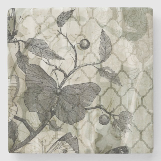 Posavasos De Piedra Mariposas árabes (Anverso)