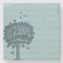 Posavasos De Piedra Mariposas de Aves Azules Soñan Árbol