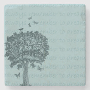 Posavasos De Piedra Mariposas de Aves Azules Soñan Árbol