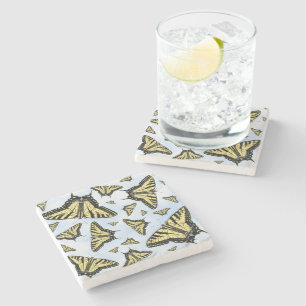 Posavasos De Piedra Mariposas Swallowtail Amarillas en Cielo Azul