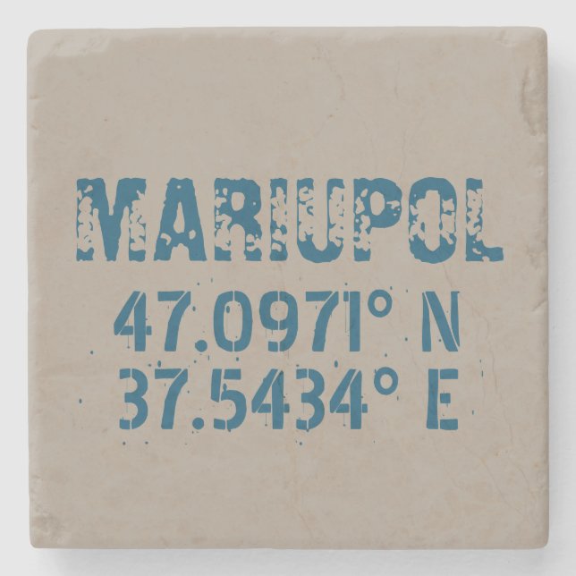 Posavasos De Piedra Mariupol Ucrania latitud y longitud perturbada (Anverso)