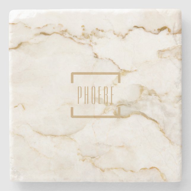 Posavasos De Piedra Mármol con efecto oro de nombre personalizado mode (Anverso)