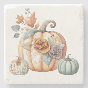 Posavasos De Piedra Mármol de Calabaza de Otoño 