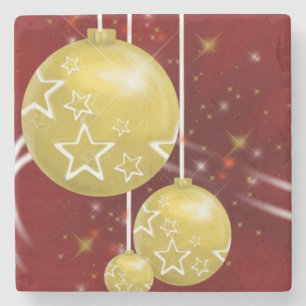 Posavasos de Piedra Mármol de Navidad, Bolas Dorad