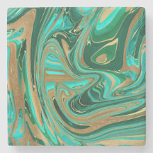 Mármol líquido verde y dorado