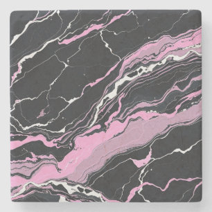 Posavasos De Piedra Mármol negro y rosa