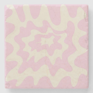 Posavasos De Piedra Mármol rosa Groovy banda ondulada Primavera modern