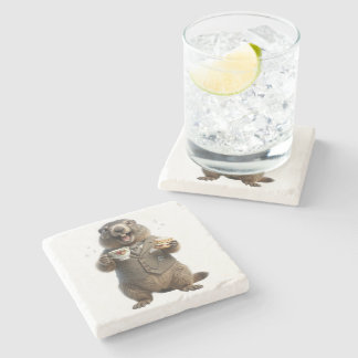 Posavasos De Piedra Marmota bebiendo té