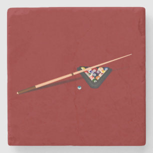 Posavasos De Piedra Maroon Billiard Table