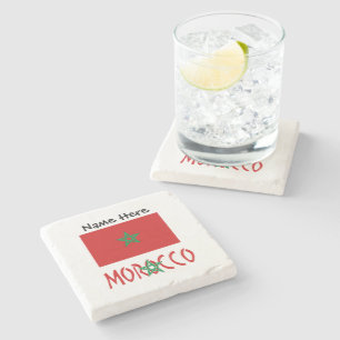 Posavasos De Piedra Marruecos Bandera Marroquí Nombre Personalizado 