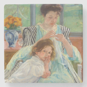 Posavasos De Piedra Mary Cassatt - Joven Madre Cosiedo