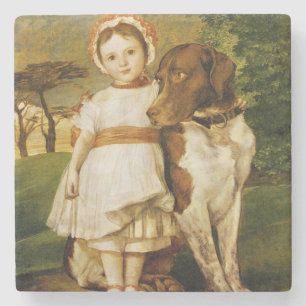 Posavasos De Piedra Mary Fox Con Su Perro De Puntero Español (G.F. Wat