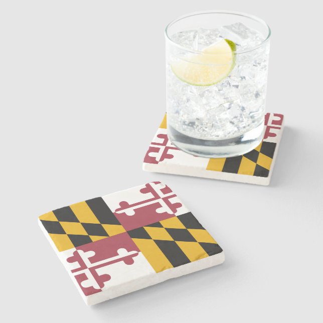 Posavasos De Piedra Maryland State Flag Coasters (Lateral)