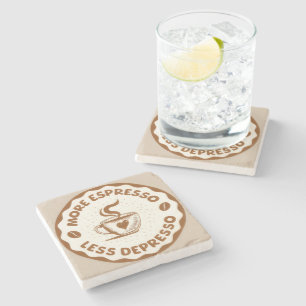 Posavasos De Piedra Más Espresso Menos Depresión