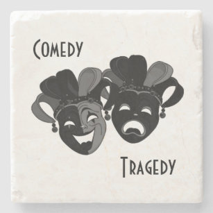 Posavasos De Piedra Máscaras de teatro de comedia y tragedia