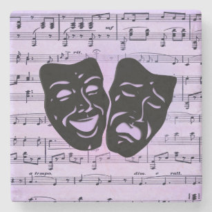 Posavasos De Piedra Máscaras de teatro y música púrpura