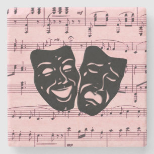 Posavasos De Piedra Máscaras de teatro y música rosa