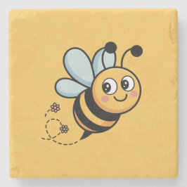 Posavasos De Piedra Mascota de abeja infantil con rastro de puntos