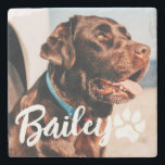 Posavasos De Piedra Mascota Simple y Moderno Nombre y foto de la tipog<br><div class="desc">Este diseño sencillo y moderno se compone de una tipografía de escritura moderna y sencilla. Añadir foto de mascota personalizado.</div>