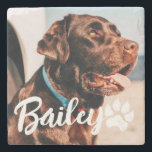 Posavasos De Piedra Mascota Simple y Moderno Nombre y foto de la tipog<br><div class="desc">Este diseño sencillo y moderno se compone de una tipografía de escritura moderna y sencilla. Añadir foto de mascota personalizado.</div>